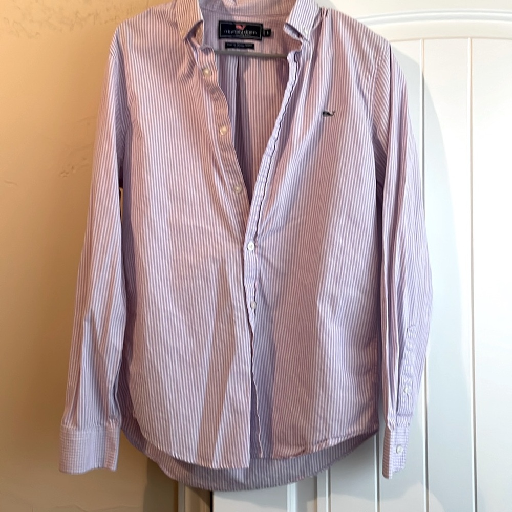 Lavender Gingham Vineyard Vines Long Sleeve Button Down